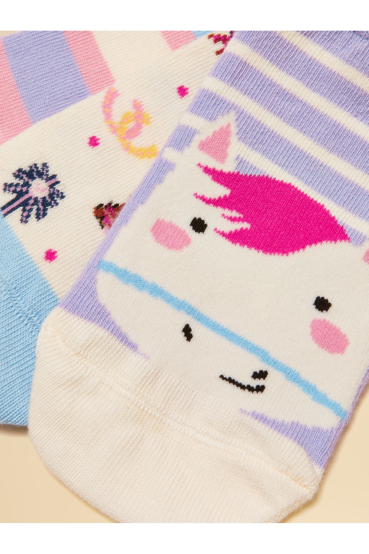 W31255 JNR Rilla 3 Pack Socks Lilac Horse - view 2, Shop Joules Kids at Dotique