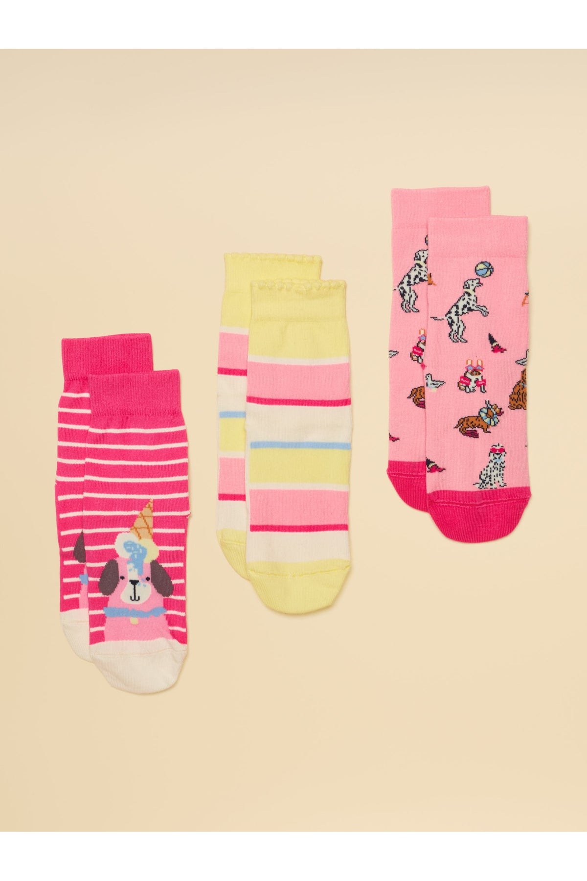 W31257 Neat Feet 3 Pack Socks Pink Dog - Shop Joules Kids at Dotique