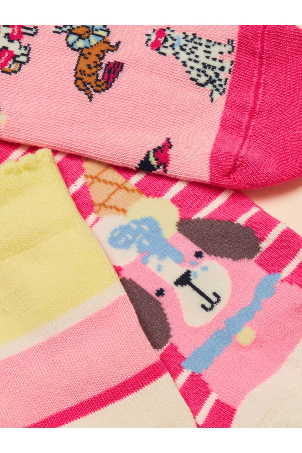 W31257 Neat Feet 3 Pack Socks Pink Dog - view 2, Shop Joules Kids at Dotique