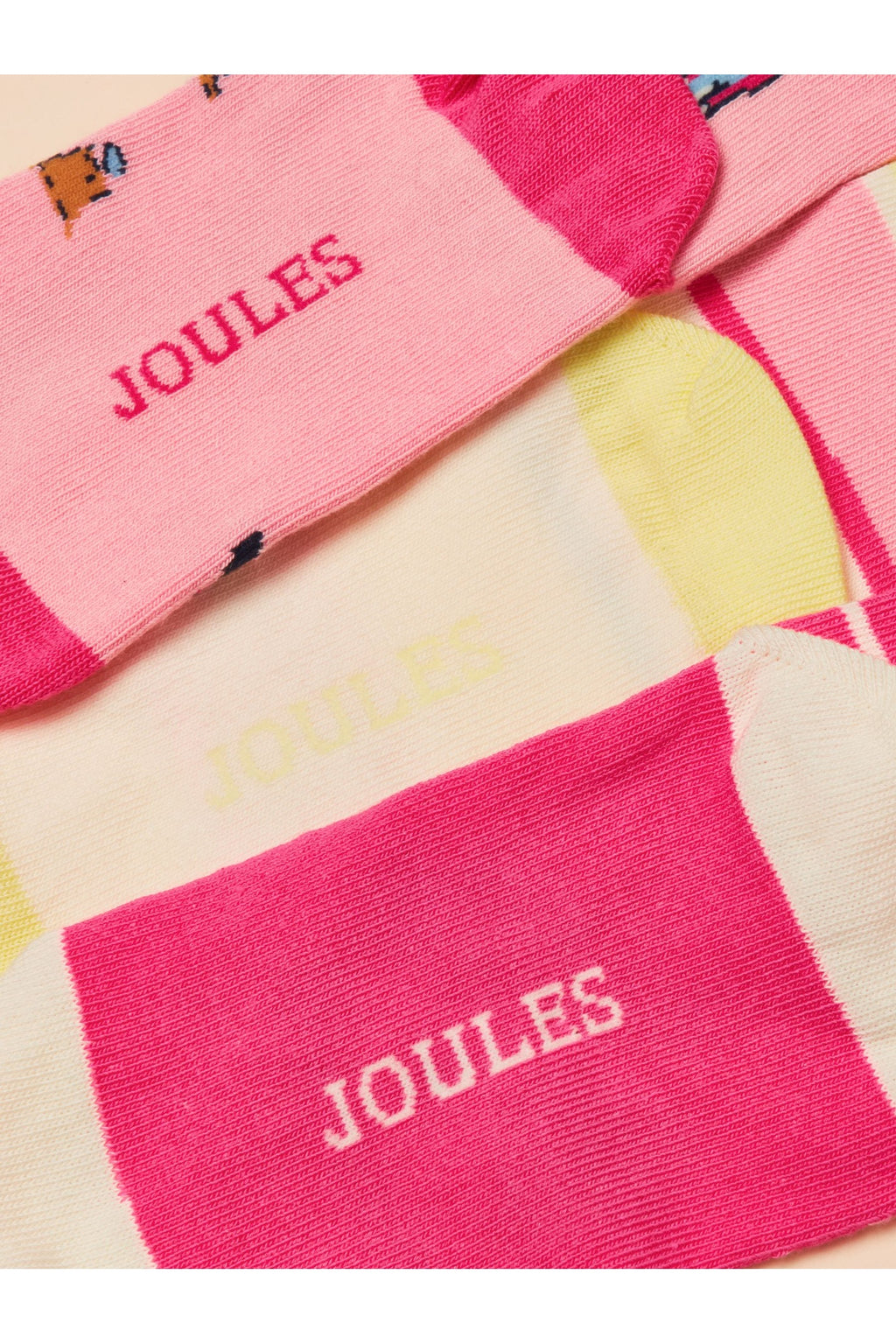 W31257 Neat Feet 3 Pack Socks Pink Dog - view 3, Shop Joules Kids at Dotique