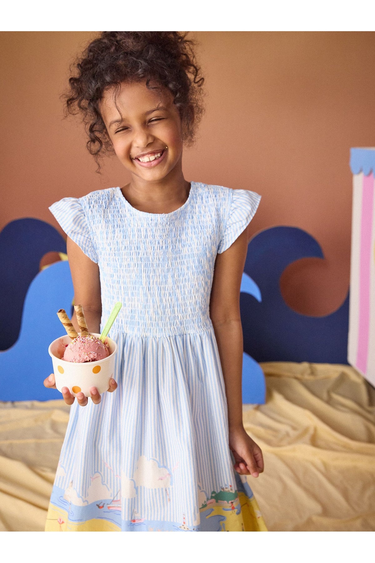 W37931 Jenna Woven Sleeveless Midi Dress Blue - view 2, Shop Joules Kids at Dotique