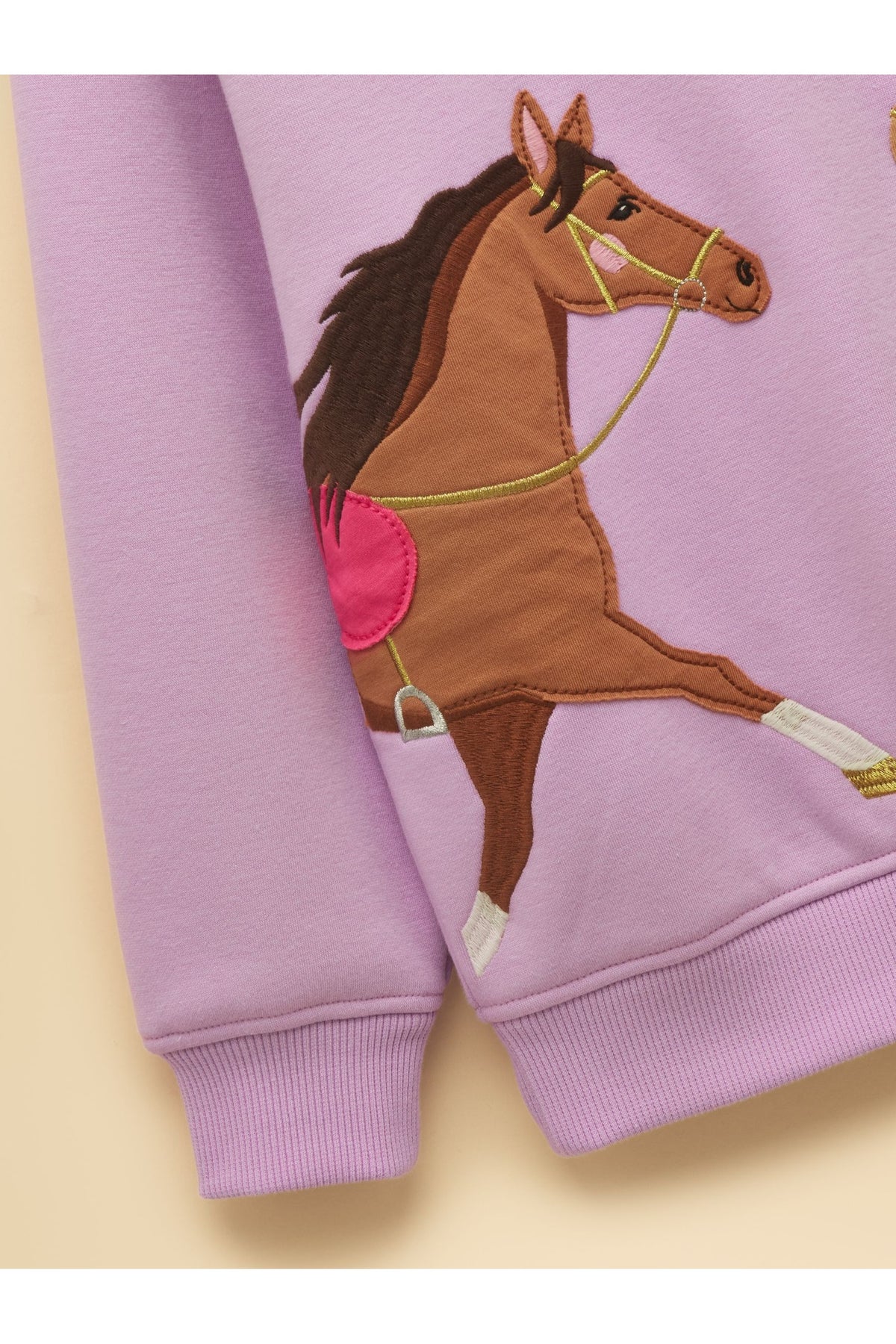 W37938 Mackenzie Embroidered Artwork Sweatshirt Lilac Purple - view 3, Shop Joules Kids at Dotique