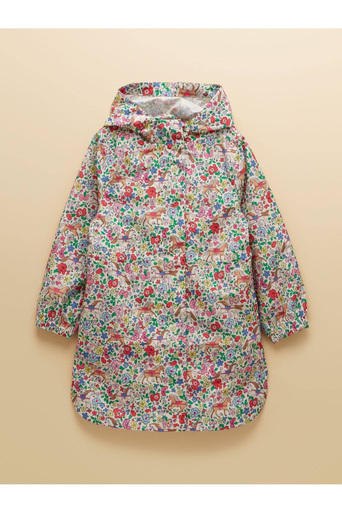 W37964 Rainford Waterproof Packable Raincoat Cream Horse - Shop Joules Kids at Dotique