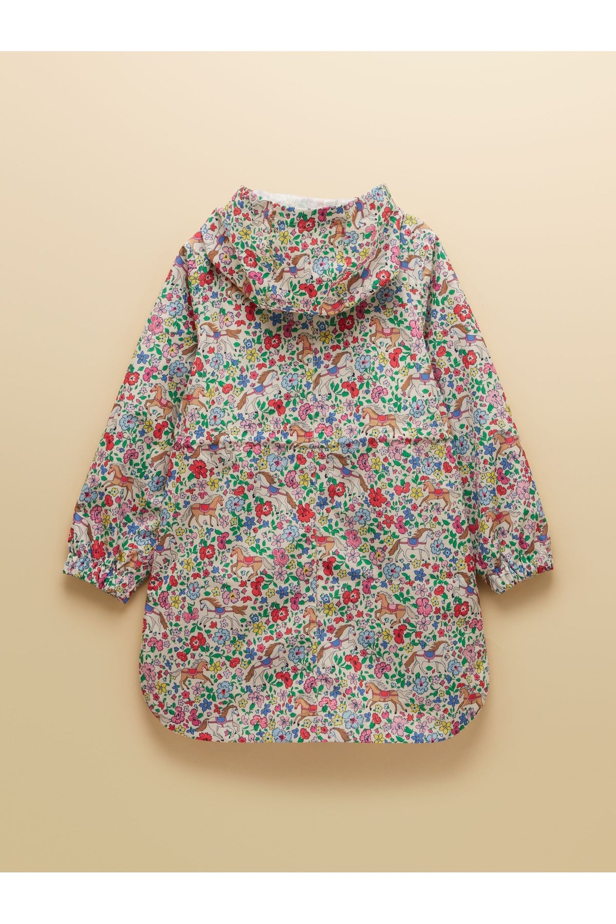 W37964 Rainford Waterproof Packable Raincoat Cream Horse - view 2, Shop Joules Kids at Dotique