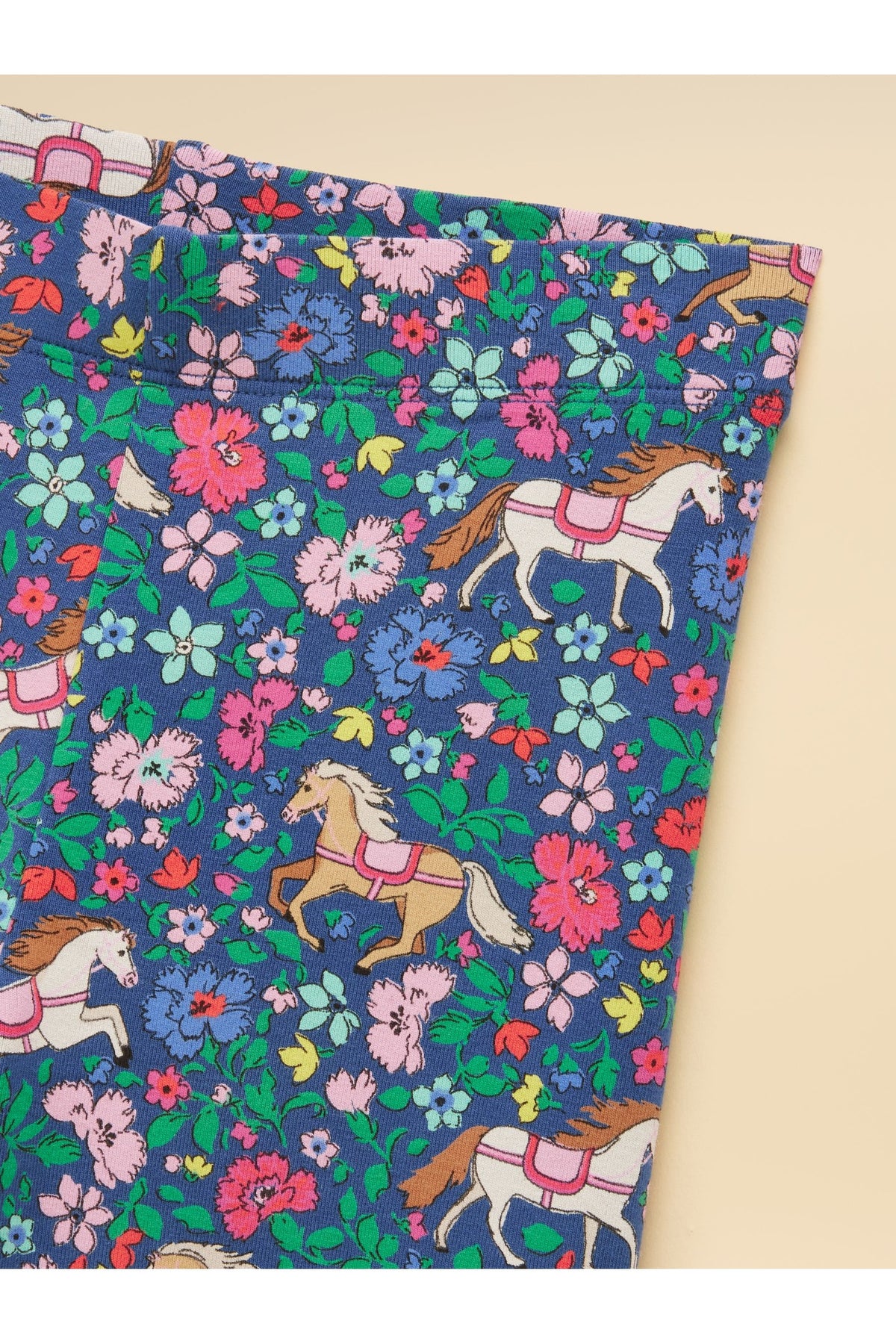 W38000 Deedee Jersey Leggings Navy Ditsy Horse - view 3, Shop Joules Kids at Dotique
