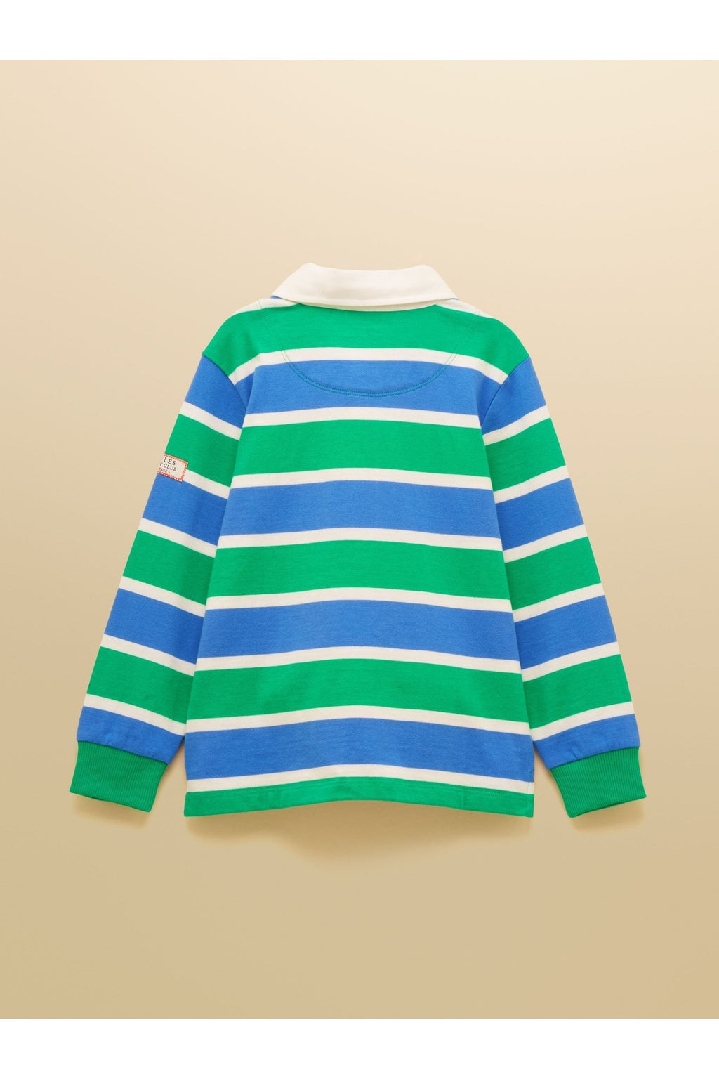 W38109 Rugby Club Long Sleeve Rugby Shirt Green/Blue - view 2, Shop Joules Kids at Dotique