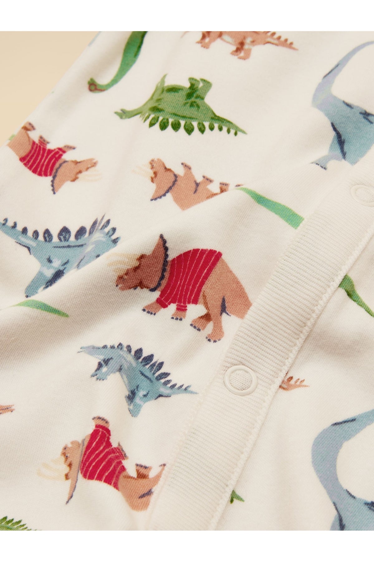 W38114 Razamataz Cotton Babygrow Cream Dino - view 3, Shop Joules Kids at Dotique