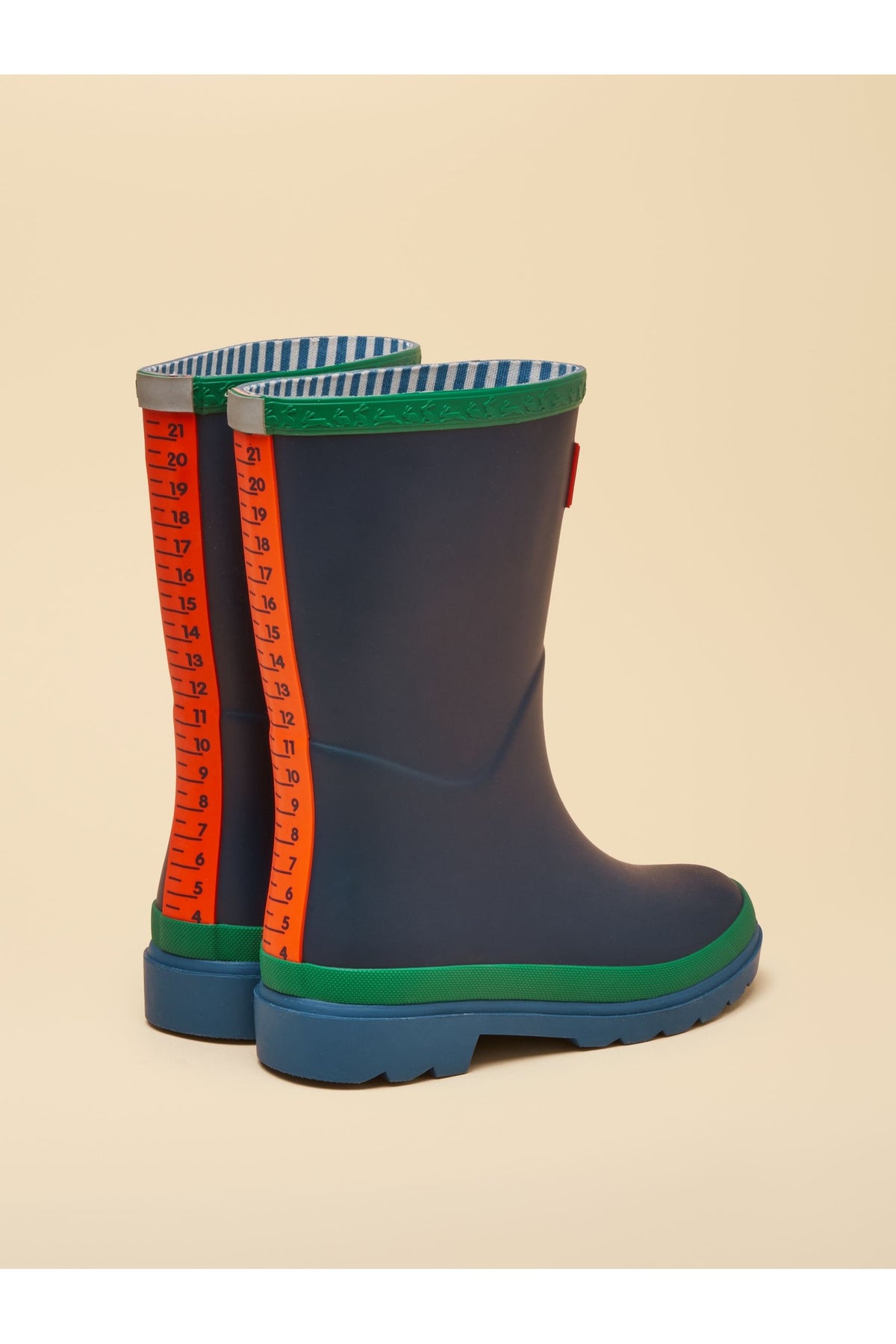 W49215 Junior Colourblock Welly Blue/Green - view 3, Shop Joules Kids at Dotique