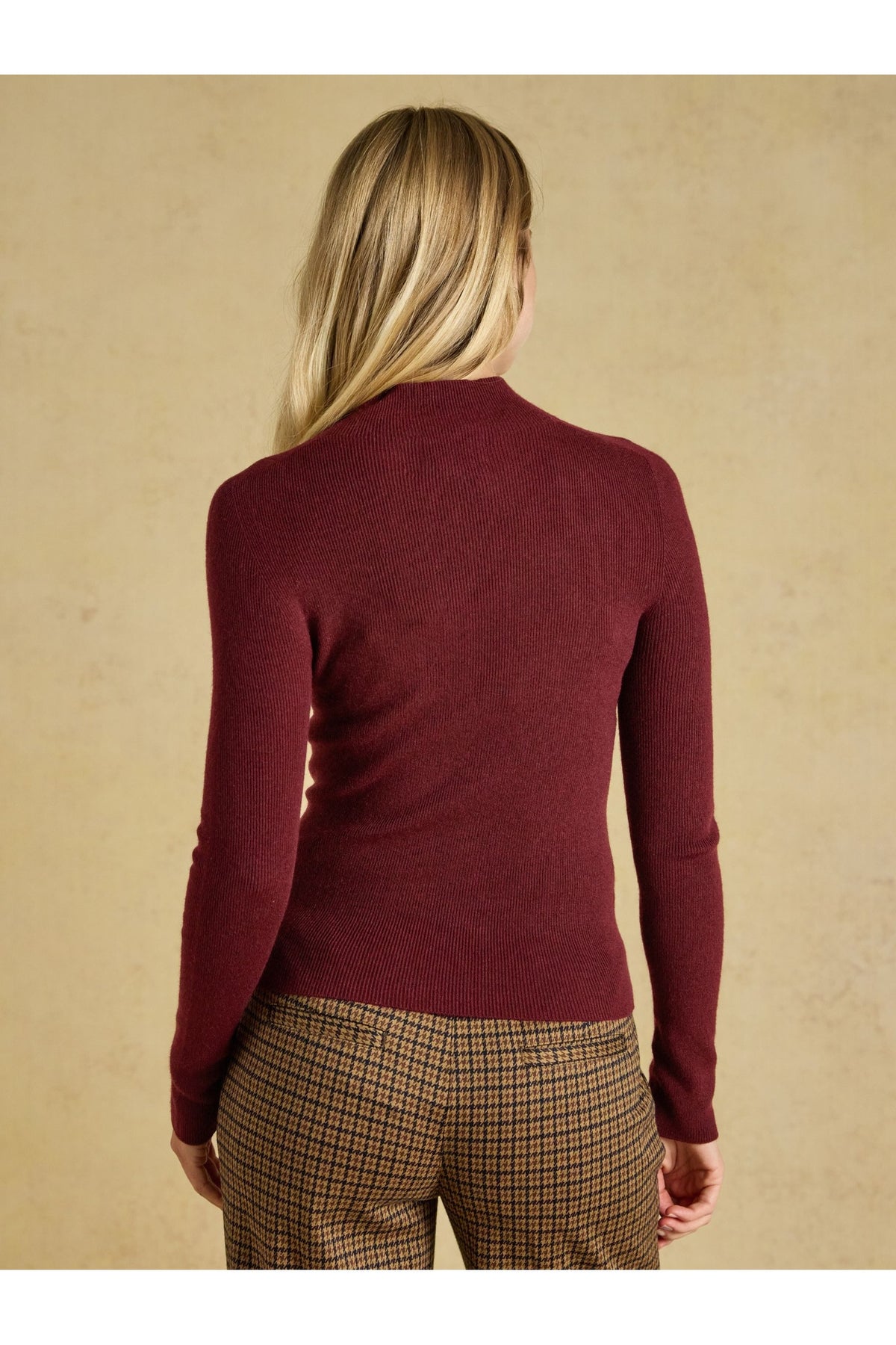 Joules Seamless Burgundy Red Knitted High-Neck Top, second view — shop Joules at Dotique