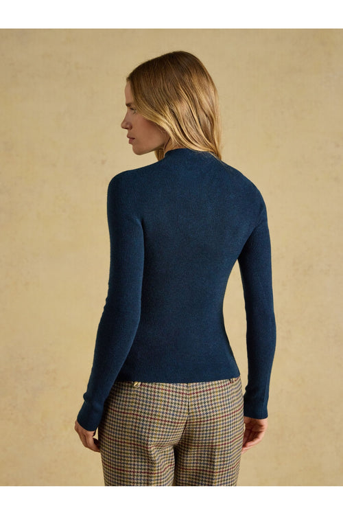 Joules Seamless Petrol Knitted High-Neck Top, second view — shop Joules at Dotique