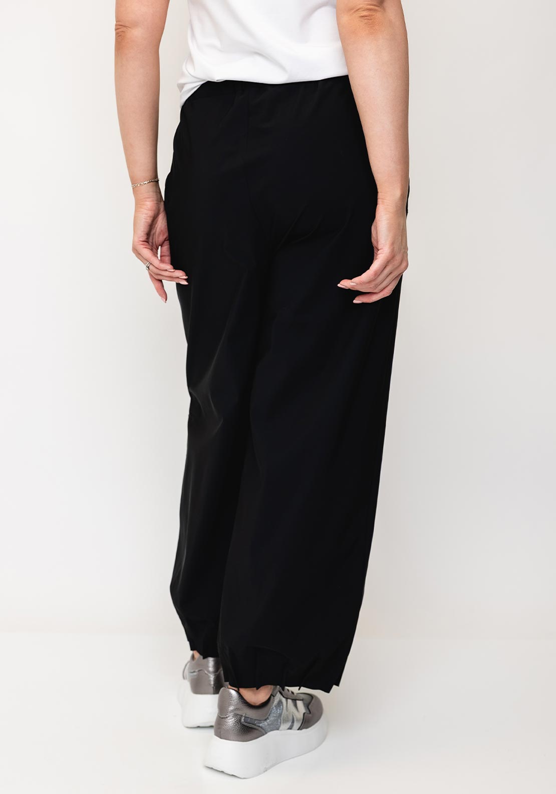 Shop Naya at Dotique – Naya NAS26230 Black Wide-Leg Pin-Tuck Trousers, view 3