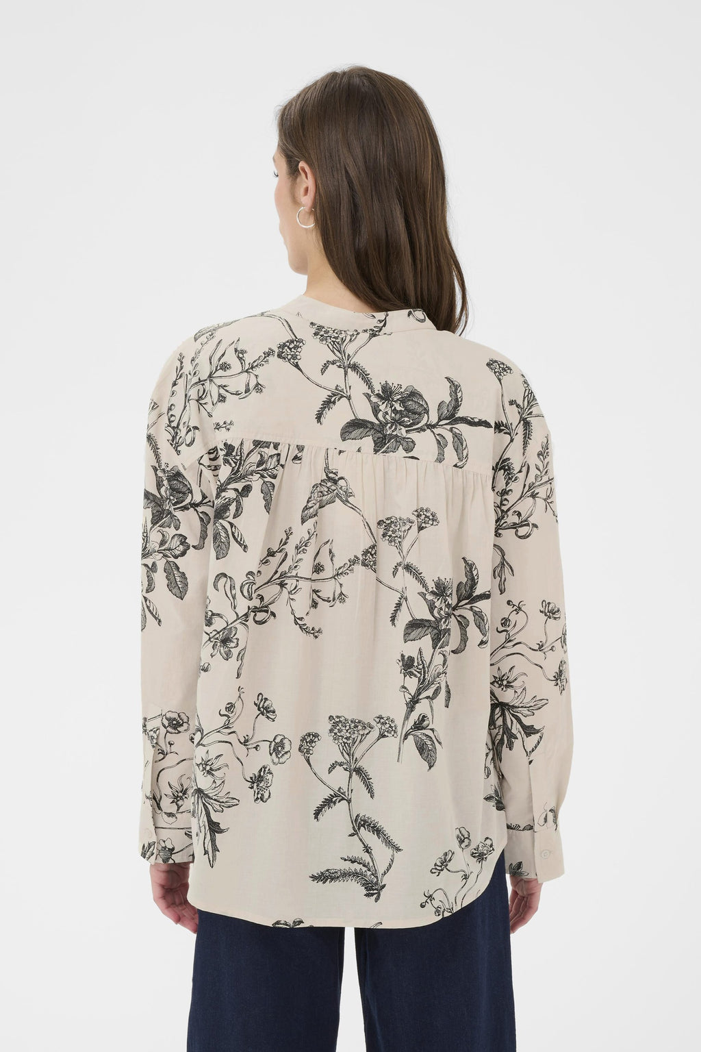 Shop Part Two at Dotique – 30309869 NatalePW Cotton Blouse Dark Navy Botanical Print – back view