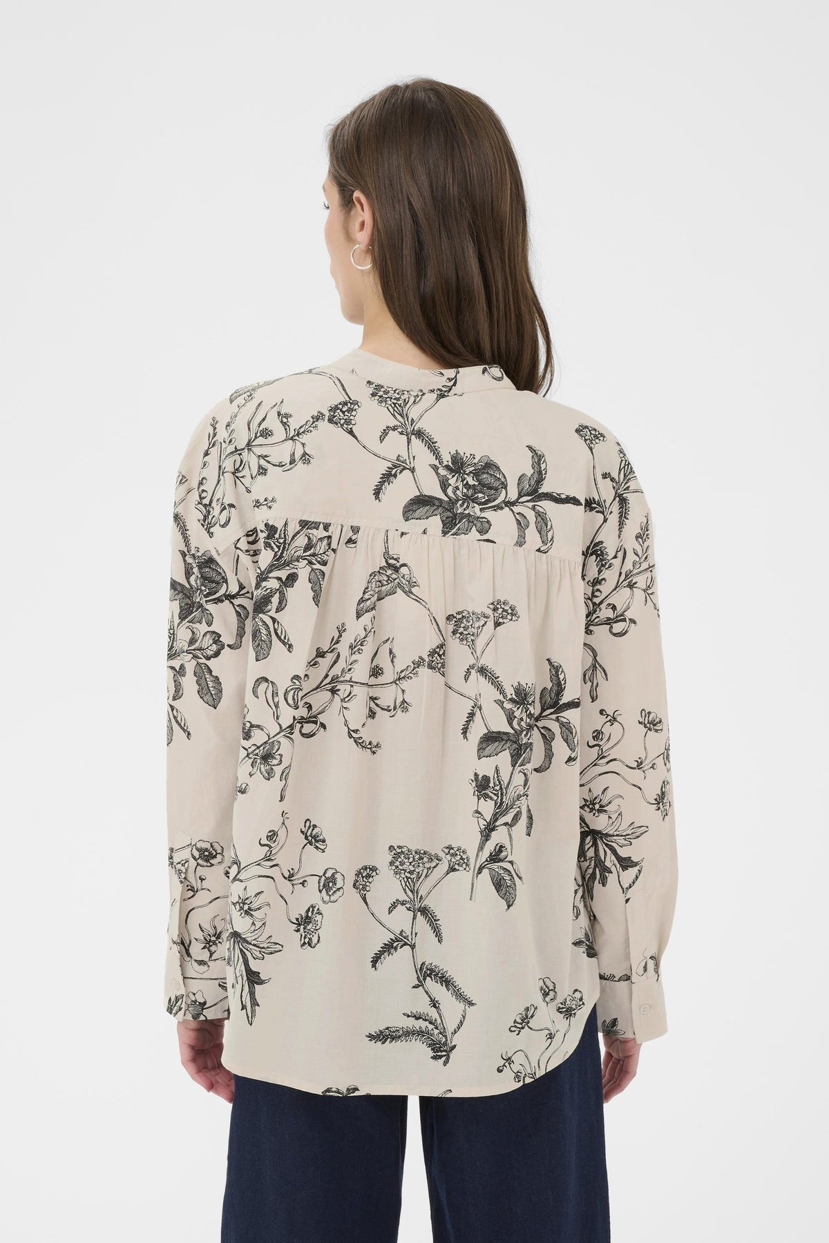 Shop Part Two at Dotique – 30309869 NatalePW Cotton Blouse Dark Navy Botanical Print – back view
