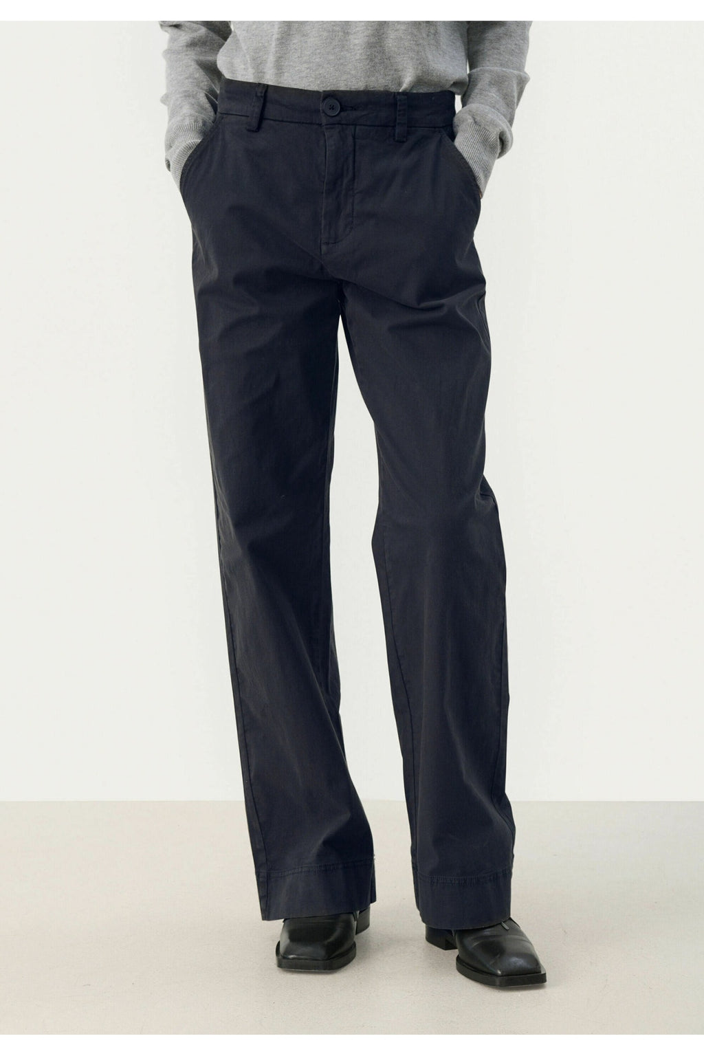 Shop Part Two at Dotique – 30309311 BelmePW Blue Graphite Cotton Trousers – view 1