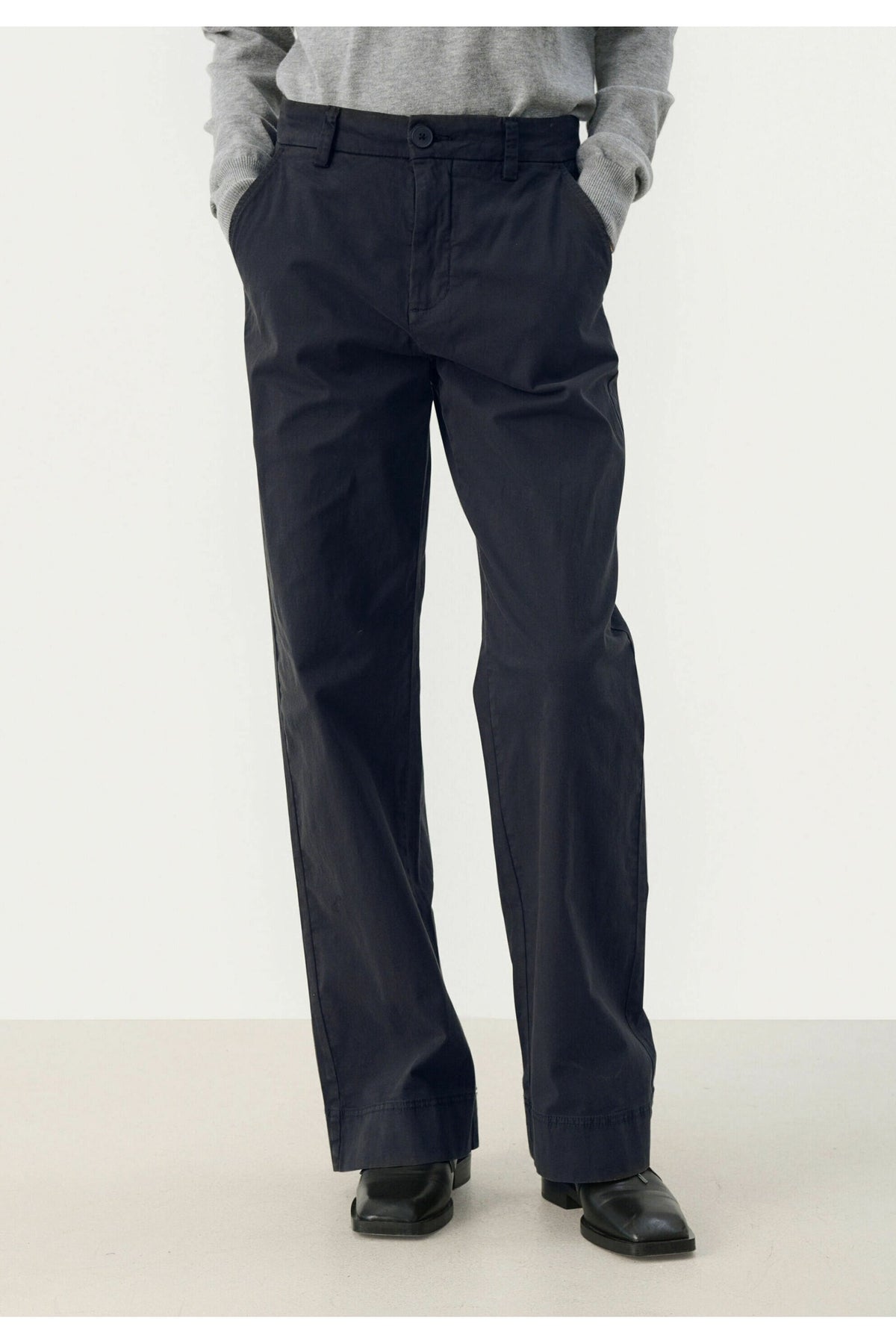 Shop Part Two at Dotique – 30309311 BelmePW Blue Graphite Cotton Trousers – view 1