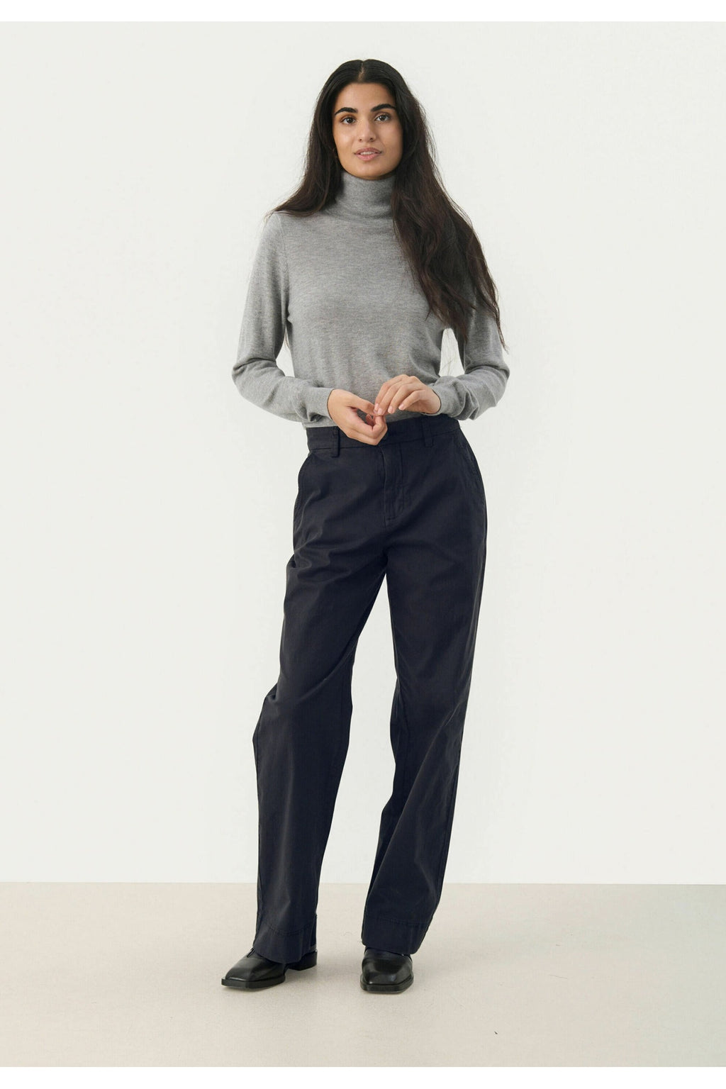 Shop Part Two at Dotique – 30309311 BelmePW Blue Graphite Cotton Trousers – view 2