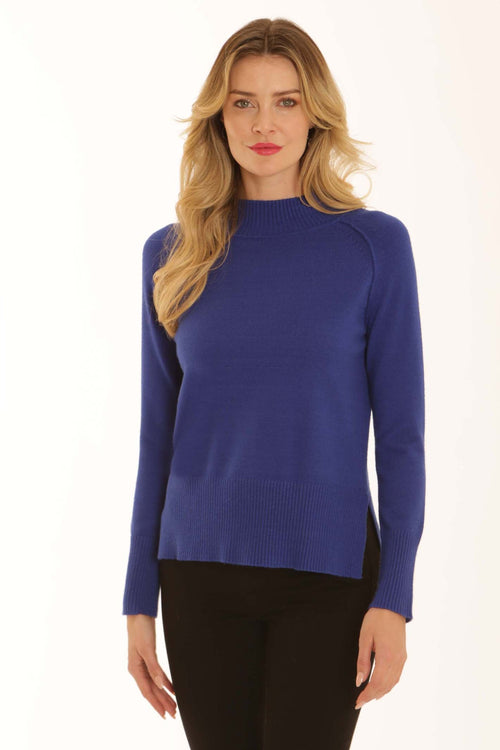 Pomodoro 12651 Turtle Neck Jumper Electric Blue, front view. Shop Pomodoro at Dotique.