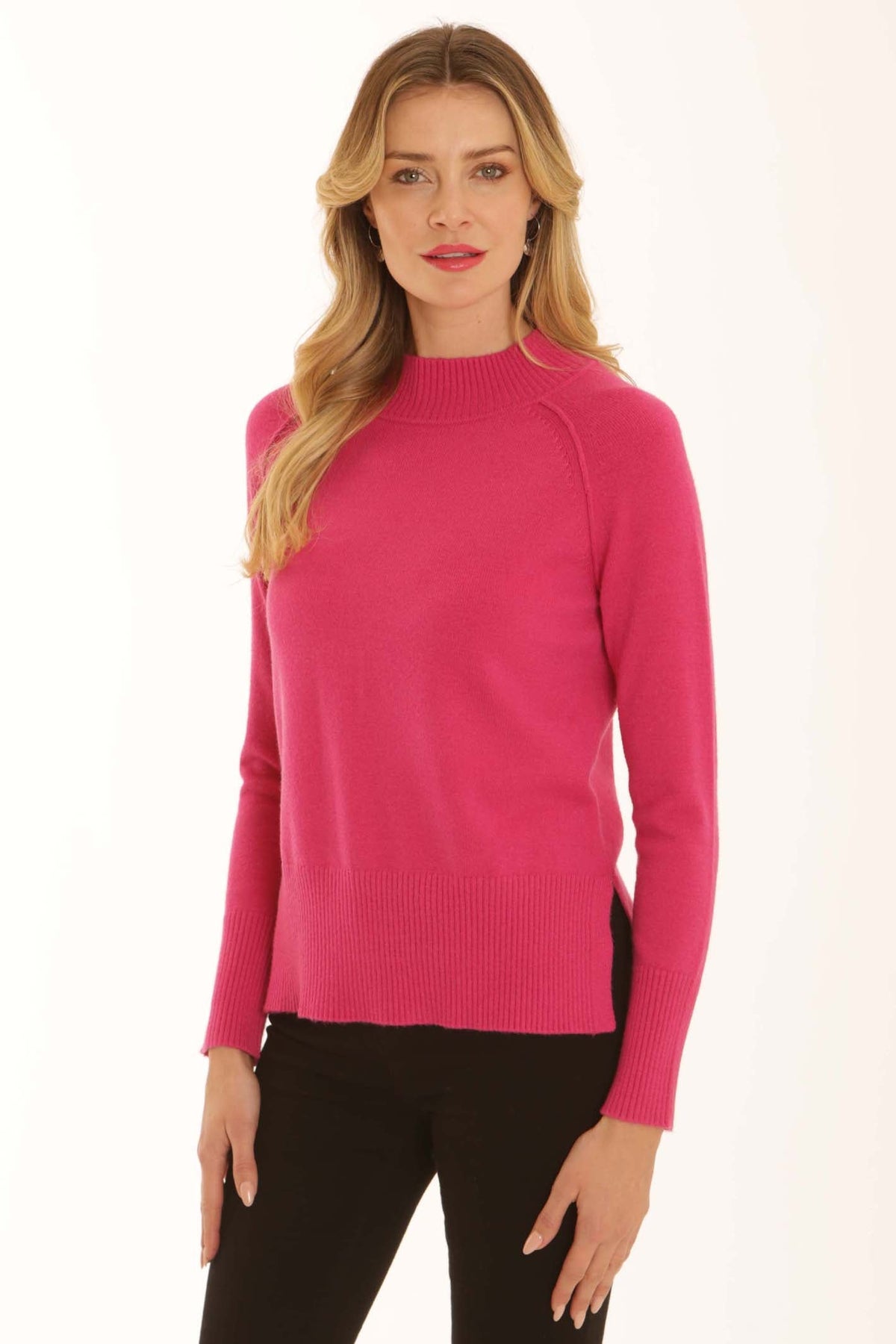 Pomodoro 12651 Turtle Neck Jumper Pink, front view. Shop Pomodoro at Dotique.