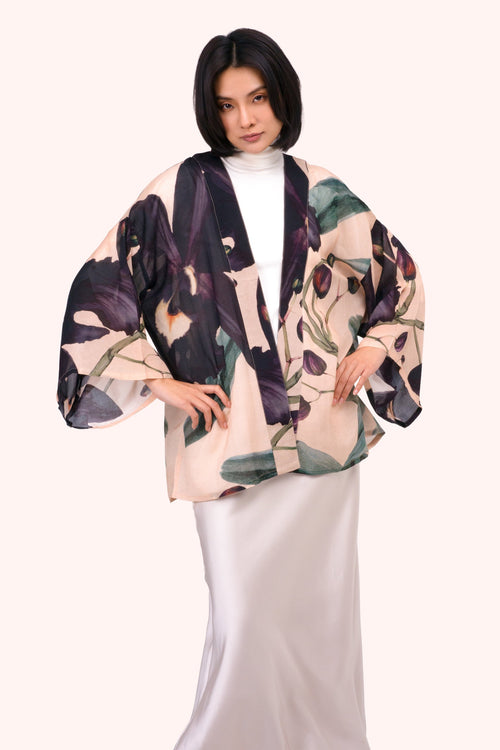 Powder PKJ79 Midnight Orchid Short Kimono — view 1. Shop Powder at Dotique