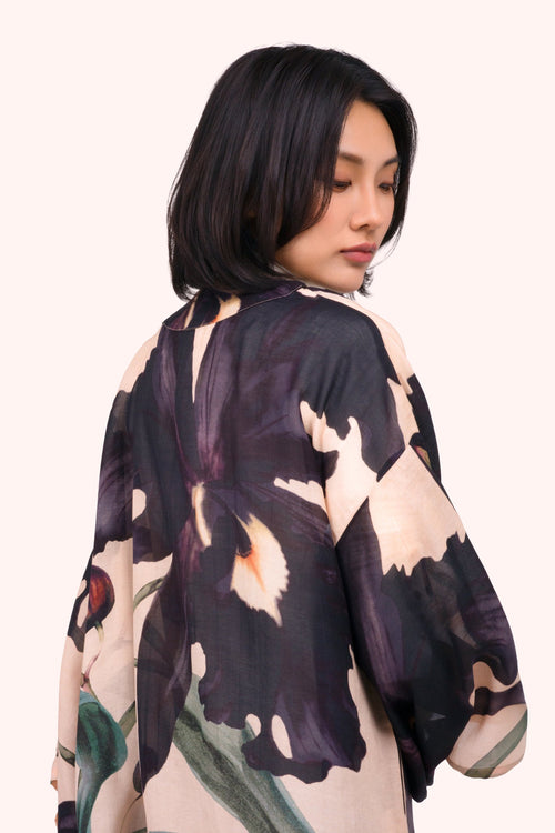 Powder PKJ79 Midnight Orchid Short Kimono — view 2. Shop Powder at Dotique