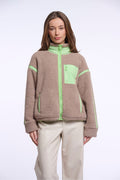Rino & Pelle Sinai in Light Mocha Fluor Green, model view. Shop Rino & Pelle at Dotique.