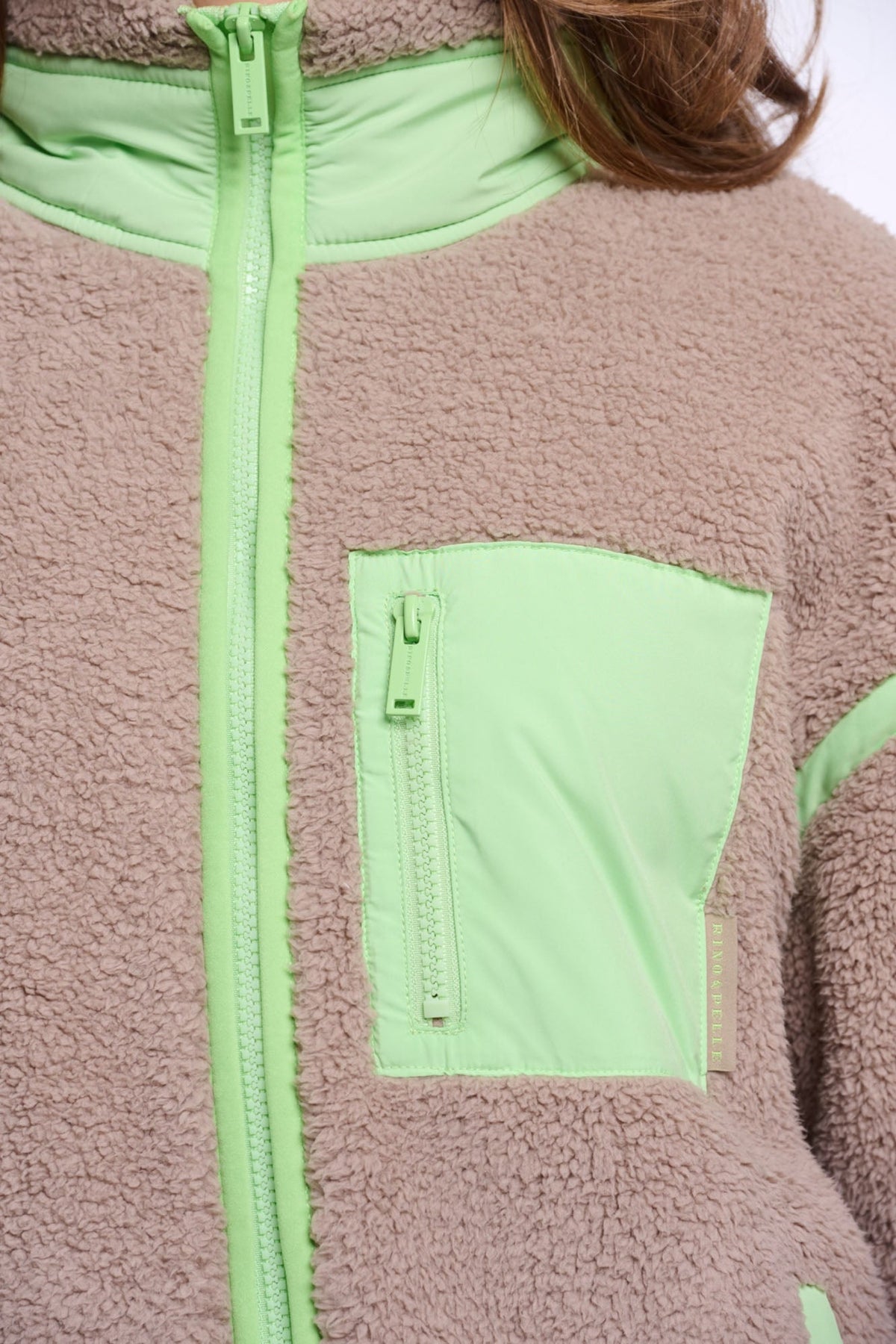 Rino & Pelle Sinai in Light Mocha Fluor Green, additional view. Shop Rino & Pelle at Dotique.