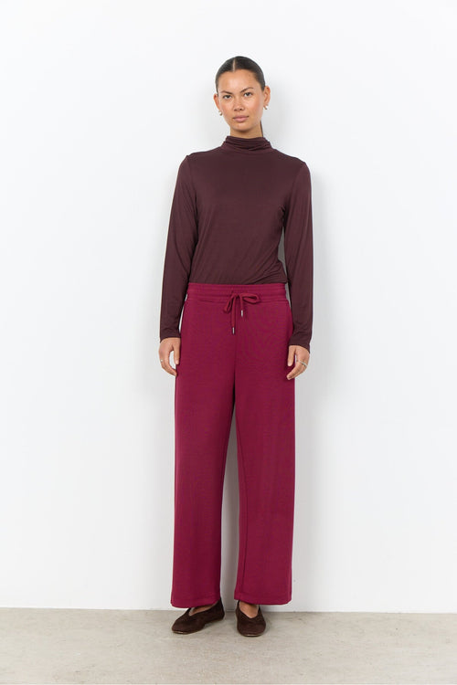 Soya Concept 24864 Marica 12 High Neck Jersey Top Dark Brown — view 2. Shop Soya Concept at Dotique