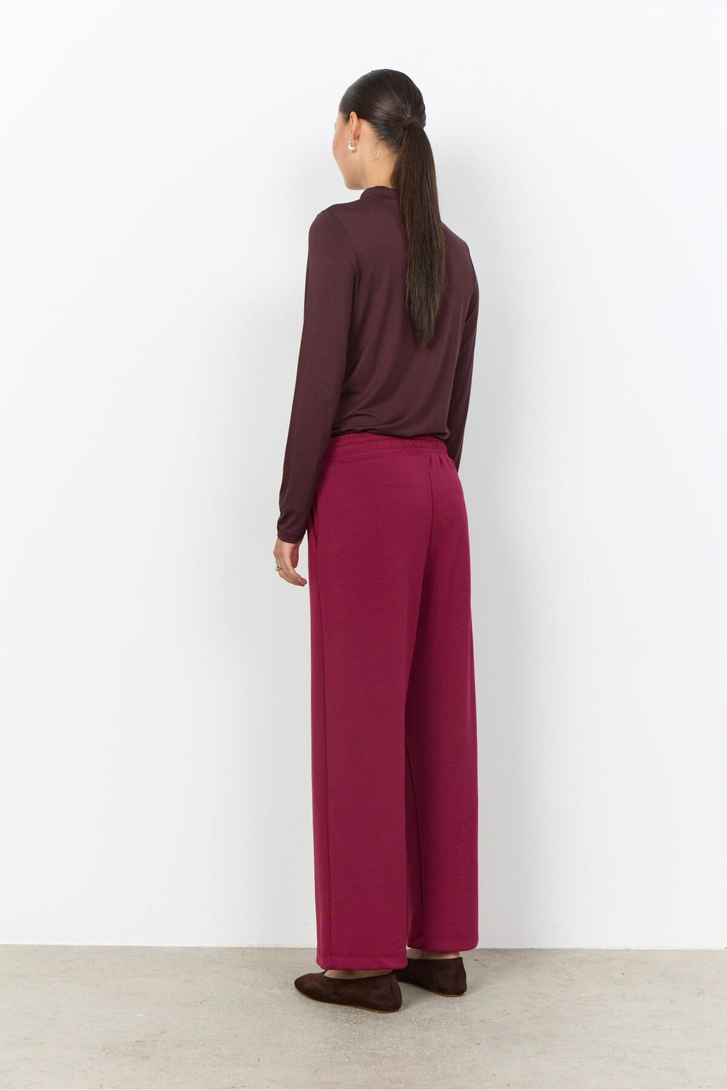 Soya Concept 24864 Marica 12 High Neck Jersey Top Dark Brown — view 3. Shop Soya Concept at Dotique