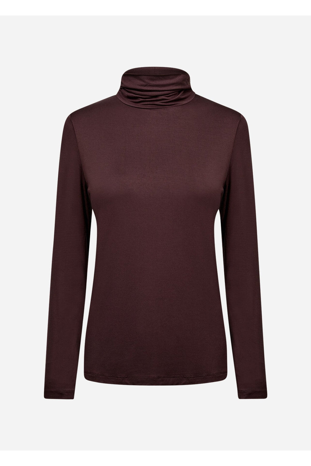 Soya Concept 24864 Marica 12 High Neck Jersey Top Dark Brown — view 4. Shop Soya Concept at Dotique