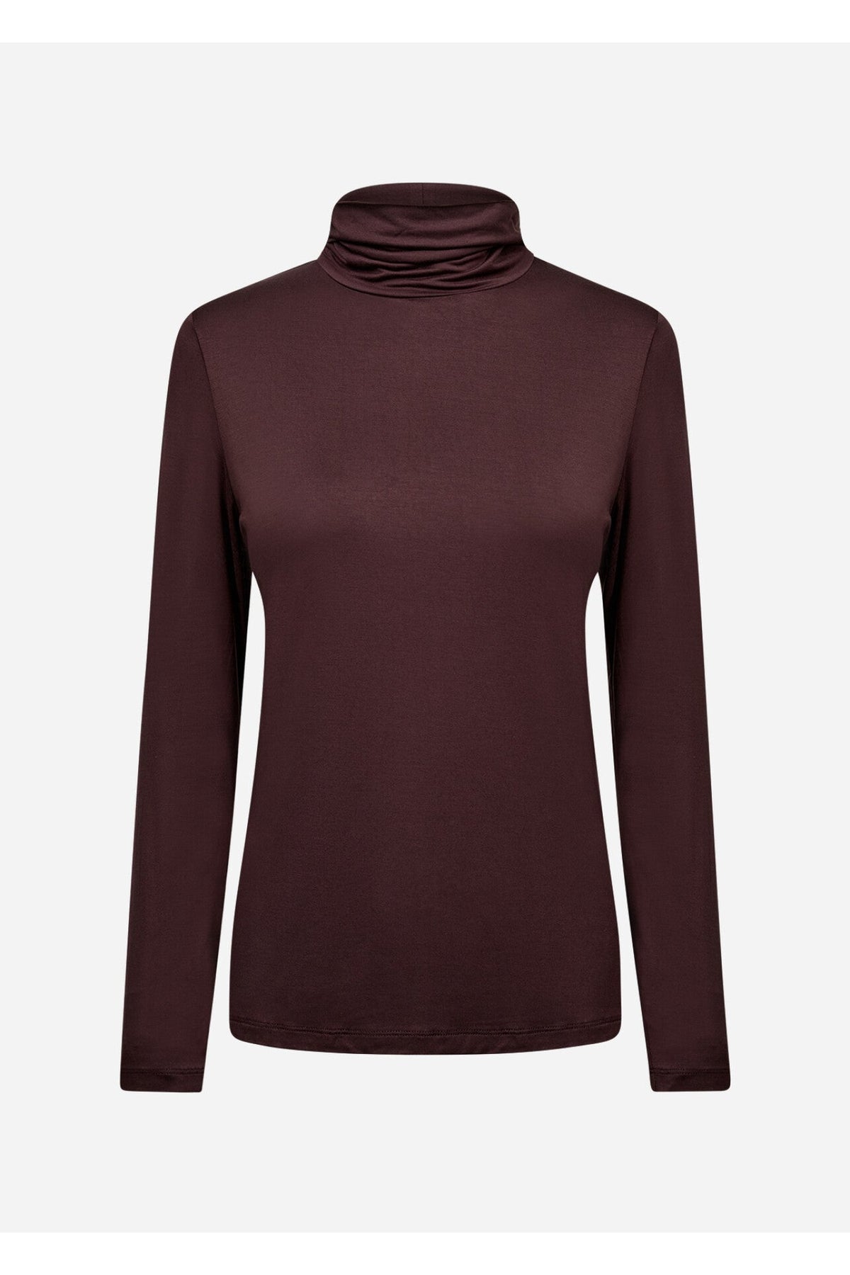 Soya Concept 24864 Marica 12 High Neck Jersey Top Dark Brown — view 4. Shop Soya Concept at Dotique