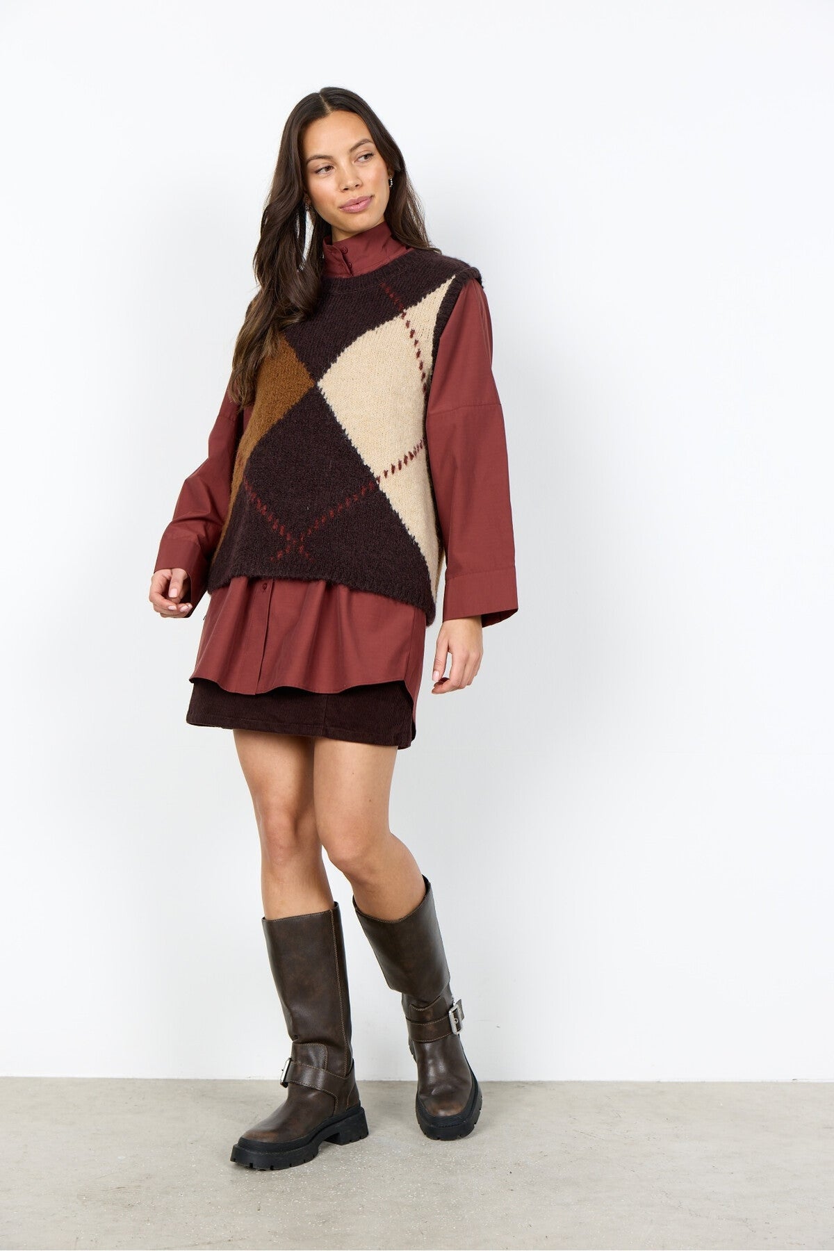 Soya Concept 33864 Hacer Brown Knitted Vest — view 3. Shop Soya Concept at Dotique