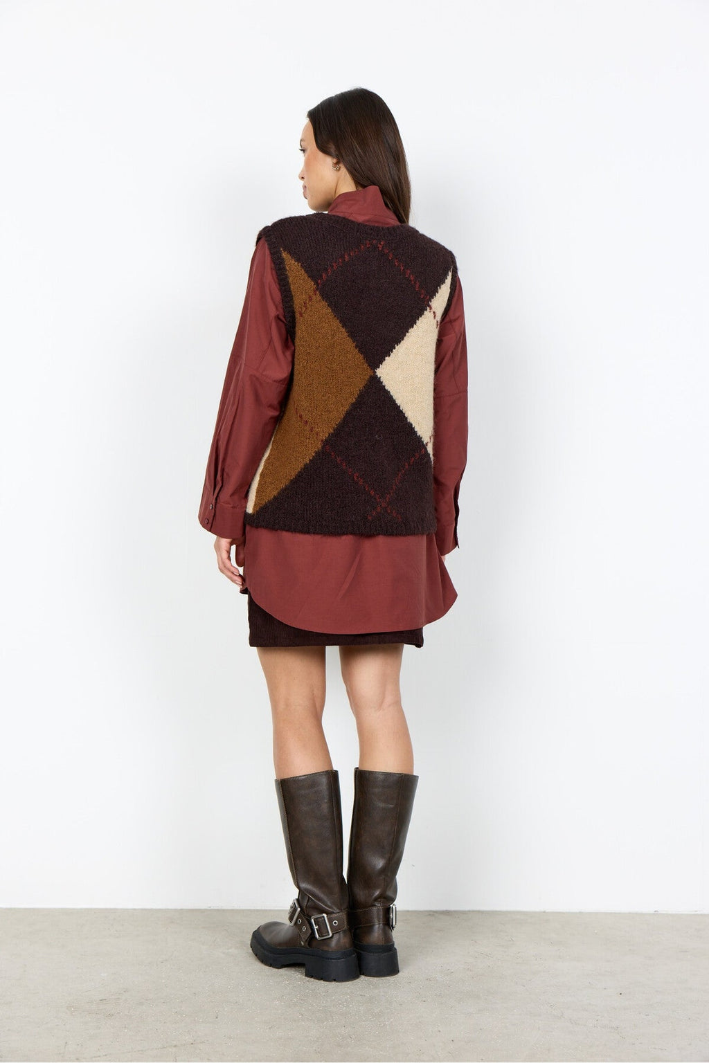 Soya Concept 33864 Hacer Brown Knitted Vest — view 4. Shop Soya Concept at Dotique