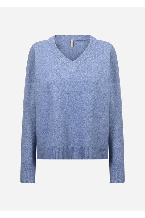 Soya Concept 33868 Orlean V-Neck Jumper Blue — view 1. Shop Soya Concept at Dotique