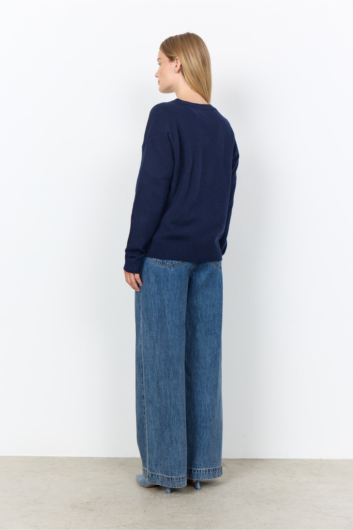 Soya Concept 33868 Orlean V-Neck Navy Jumper — view 3. Shop Soya Concept at Dotique
