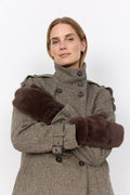 Soya Concept 51442 Vendla Faux Fur Mittens Dark Brown — view 1. Shop Soya Concept at Dotique