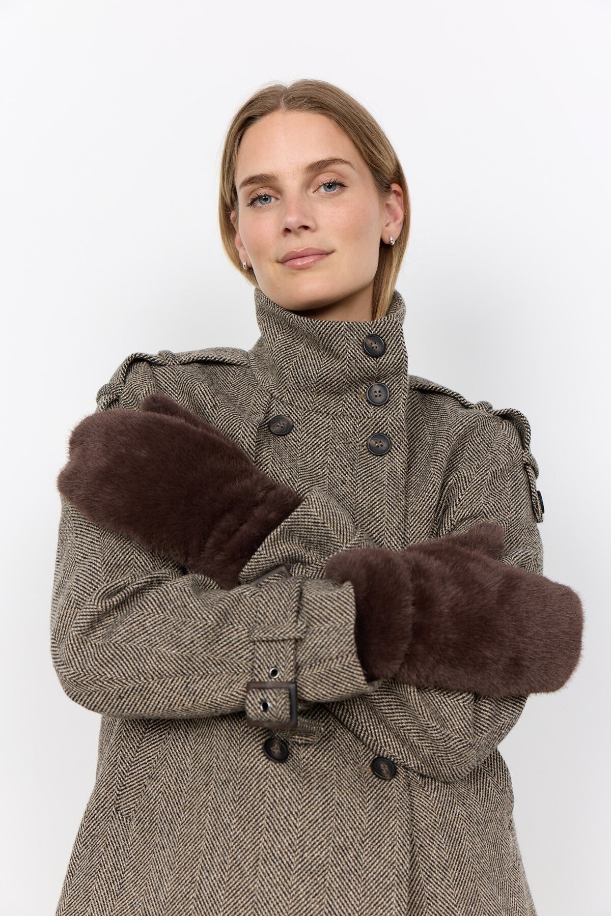 Soya Concept 51442 Vendla Faux Fur Mittens Dark Brown — view 1. Shop Soya Concept at Dotique