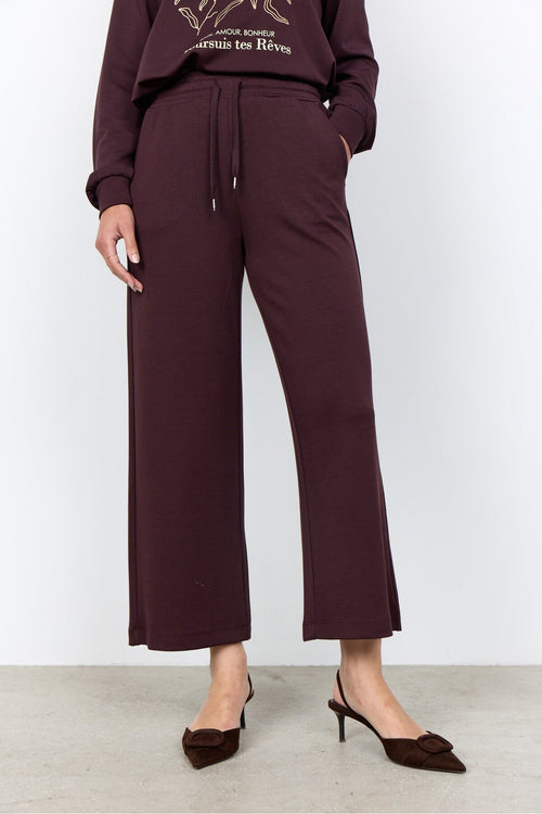 Soya Concept Banu 33 25328-20 Dark Brown Crop Jersey Trouser — view 2. Shop Soya Concept at Dotique