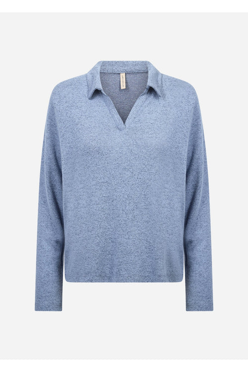 Soya Concept Biara 159 Collared Jumper Blue — view 1. Shop Soya Concept at Dotique