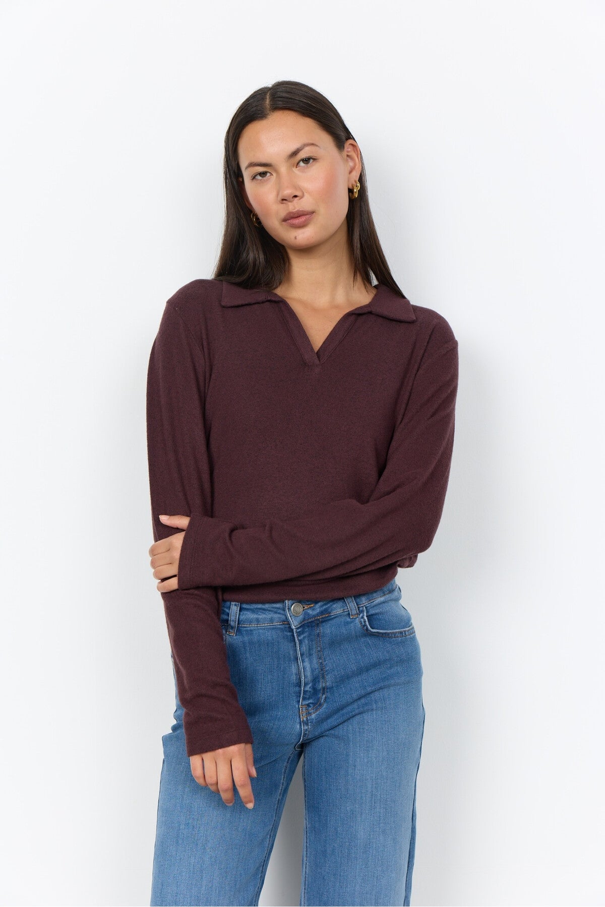 Soya Concept Biara 159 Collared Jumper Chocolate Brown — view 1. Shop Soya Concept at Dotique