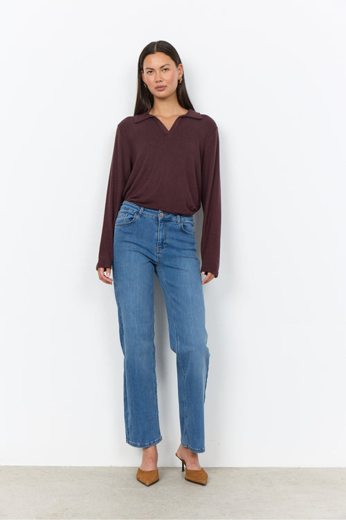 Soya Concept Biara 159 Collared Jumper Chocolate Brown — view 2. Shop Soya Concept at Dotique