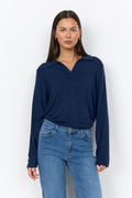 Soya Concept Biara 159 Collared Jumper Navy — view 1. Shop Soya Concept at Dotique