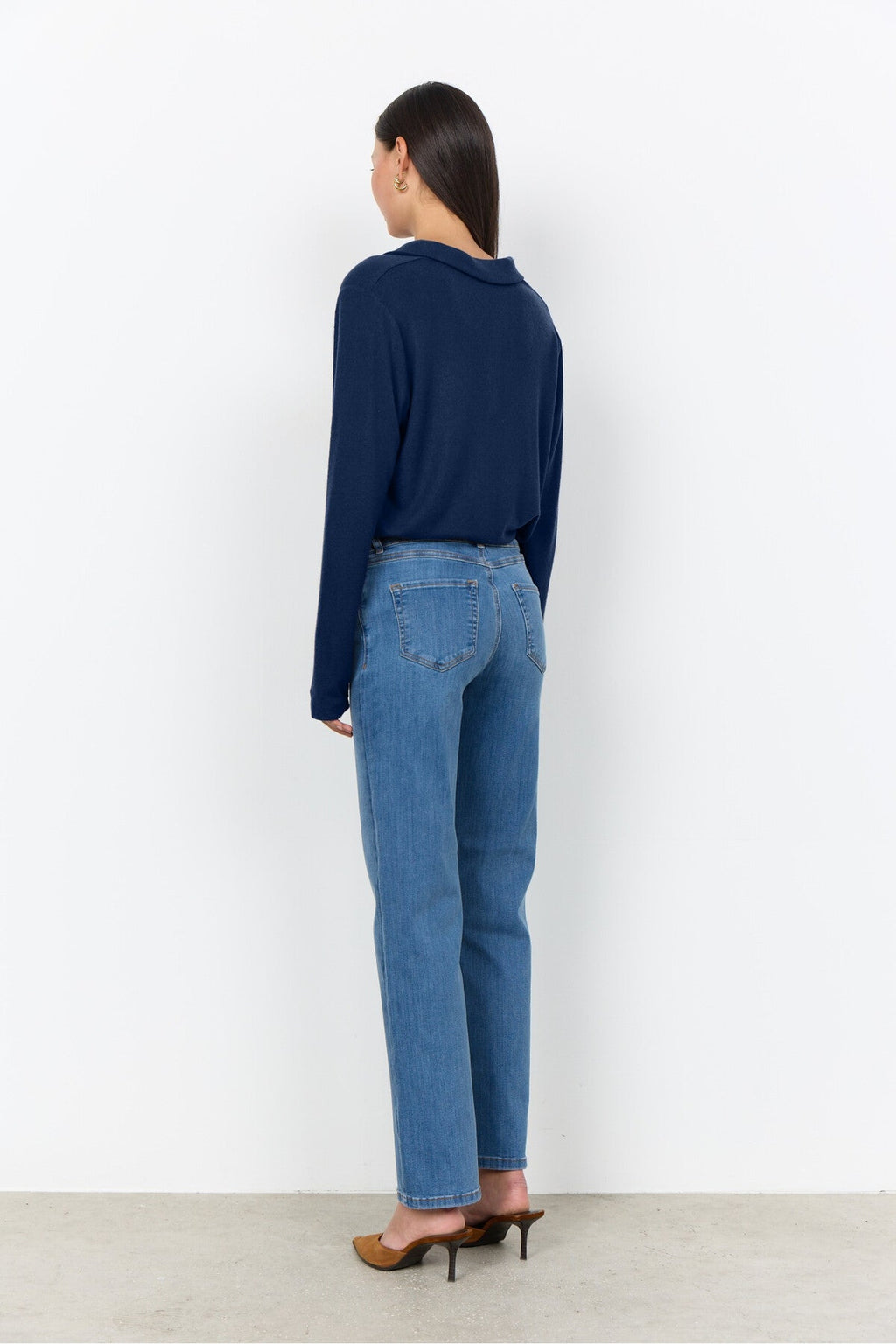 Soya Concept Biara 159 Collared Jumper Navy — view 3. Shop Soya Concept at Dotique
