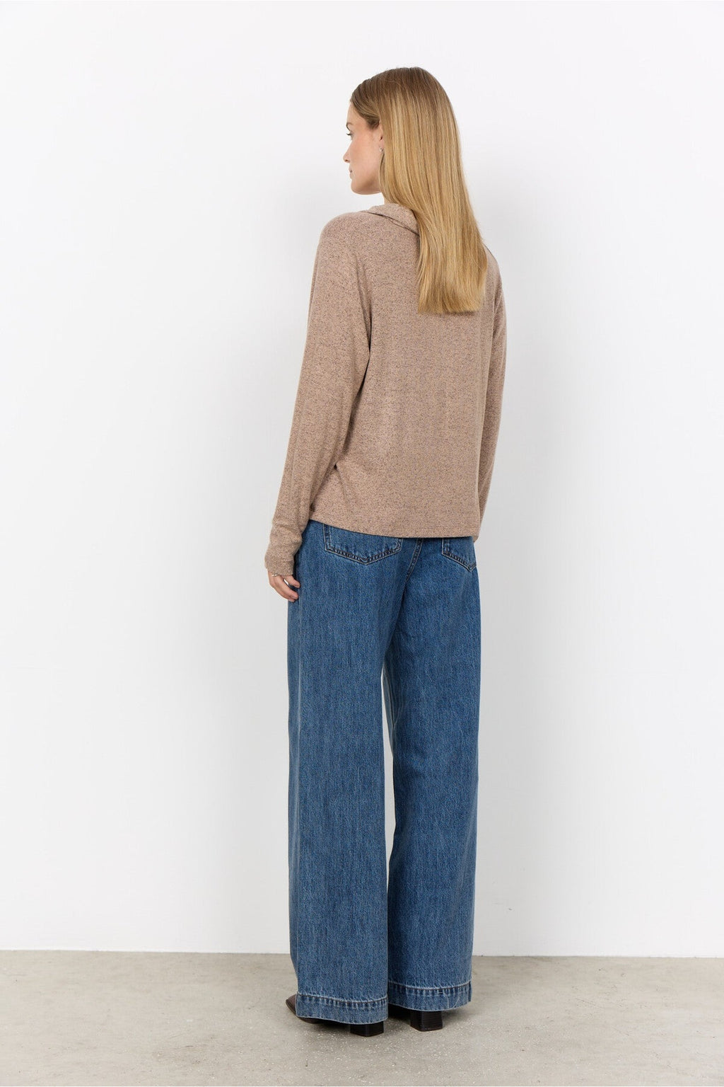 Soya Concept Biara 159 Collared Jumper Taupe — view 3. Shop Soya Concept at Dotique
