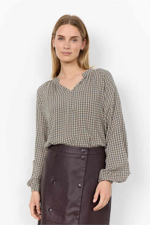 Soya Concept Halia 1 Blouse Taupe — view 1. Shop Soya Concept at Dotique