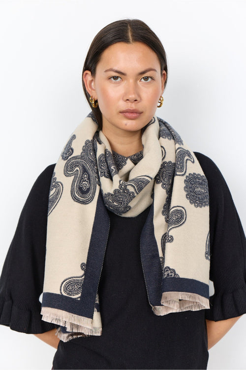 Soya Concept Hanar 1 Scarf Navy — view 1. Shop Soya Concept at Dotique