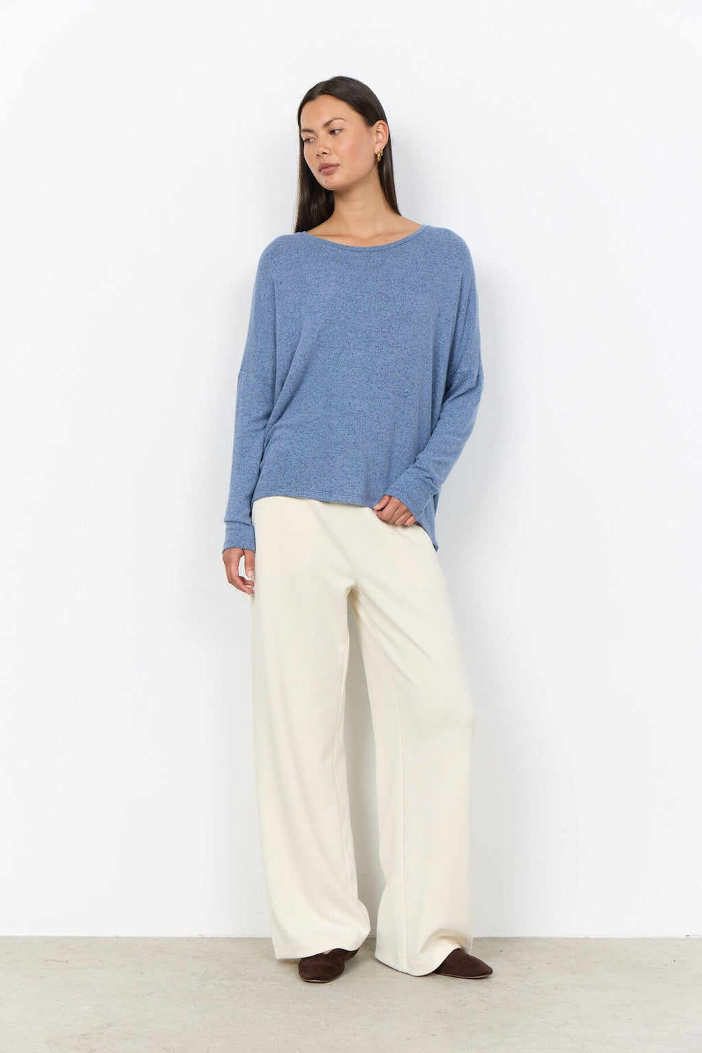 Soya Concept SC-Biara 1 24788 Blue Soft Round Neck Jumper — view 2. Shop Soya Concept at Dotique
