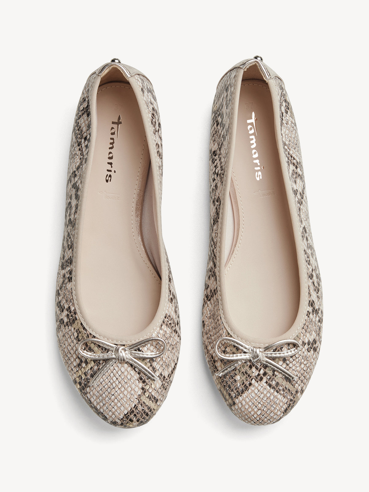 Shop Tamaris at Dotique – 1-22154-46-483 Snake Print Ballerina Shoes, view 3