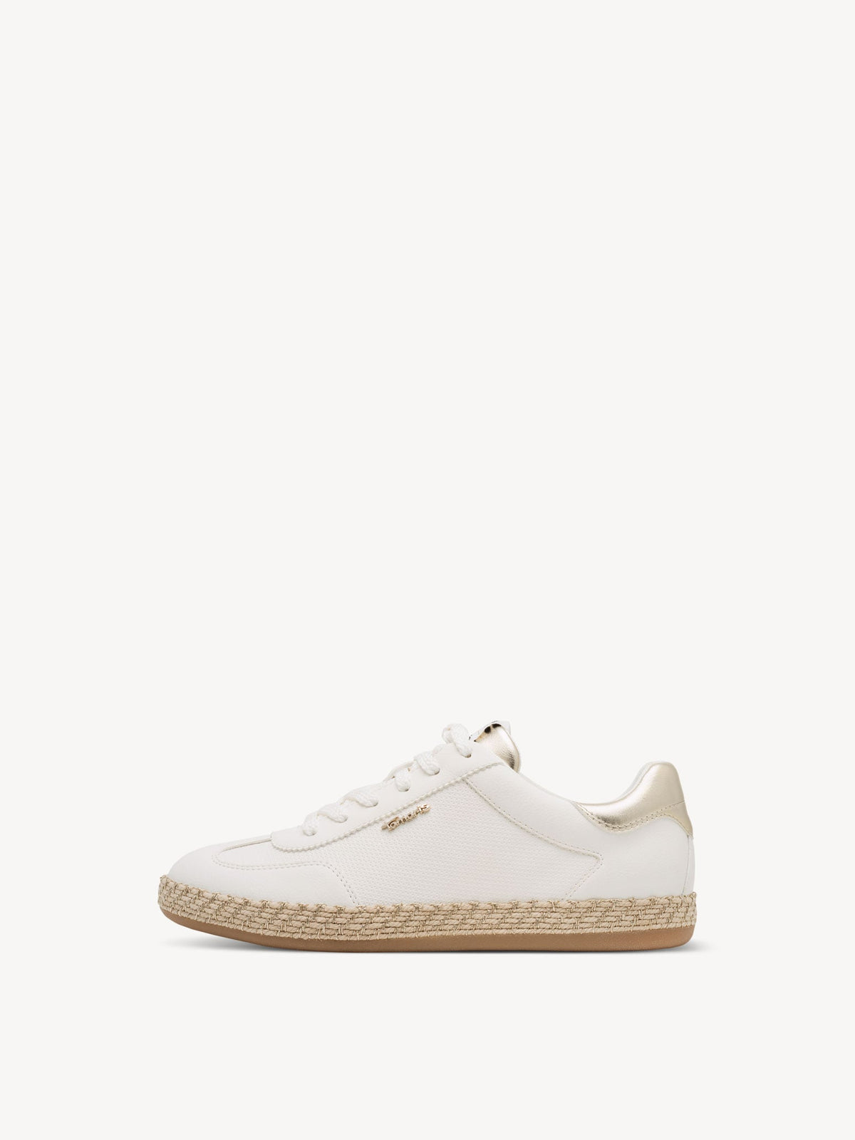 Shop Tamaris at Dotique – 1-23641-46-190 White and Gold Trainers, view 1