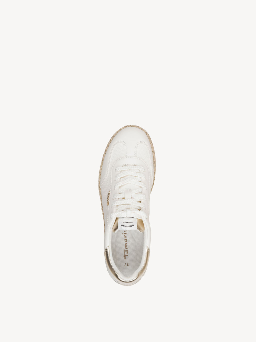 Shop Tamaris at Dotique – 1-23641-46-190 White and Gold Trainers, view 3