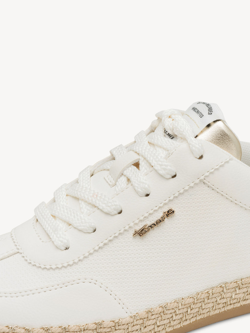 Shop Tamaris at Dotique – 1-23641-46-190 White and Gold Trainers, view 5